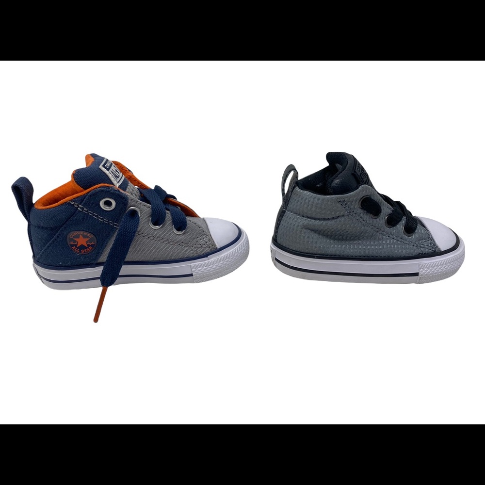 Lot of 2 Baby Toddler All Star Converse Size 4 & 5 Gray Black & Gray Orange - Picture 3 of 7